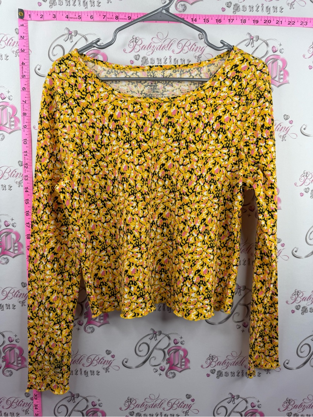 No Boundaries long sleeve shirt orange Yellow Floral Long Sleeve Tee